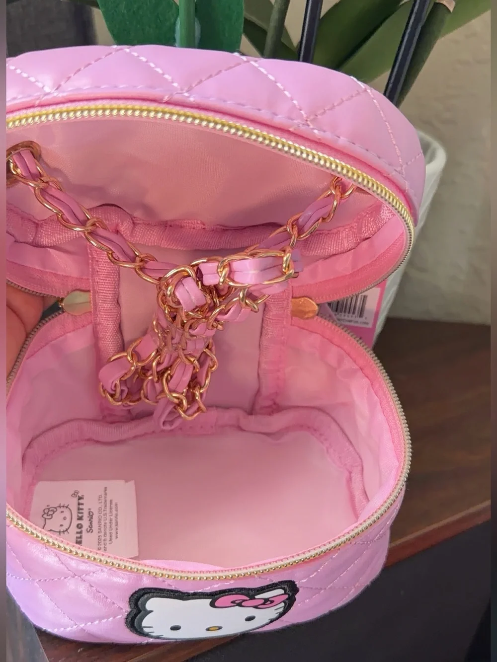 Hello Kitty Quilted Pink Kids Vanity Case with Gold Zipper